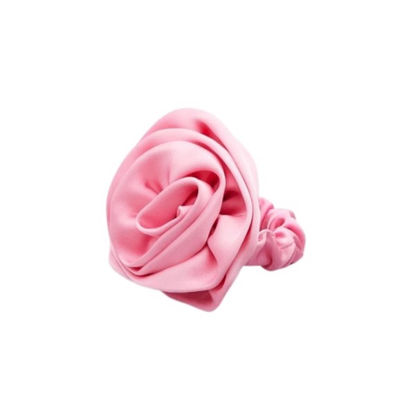 Satin Flower Hair Tie Hot Pink