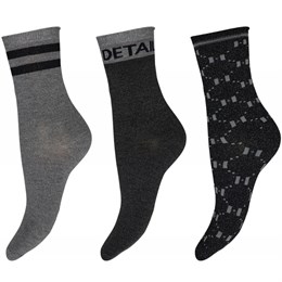 Lurex Socks Gift Box 3-Pack - Black Silver