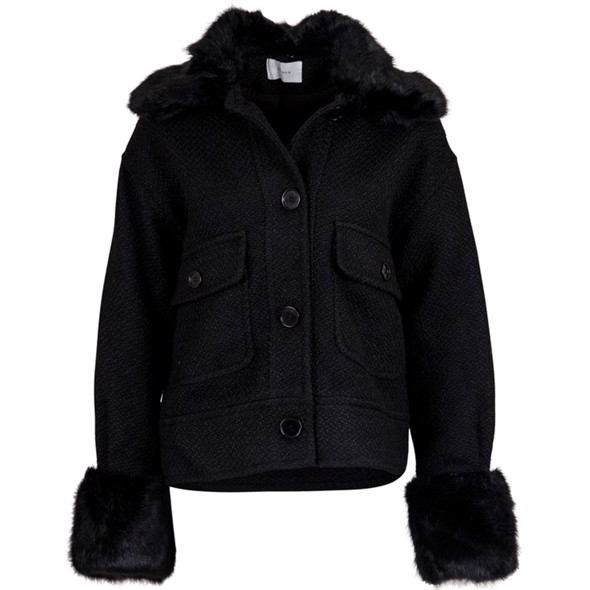 Palm Faux Fur jacket black