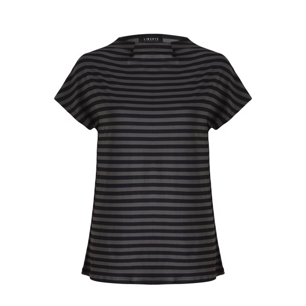 ALMA TOP DARK GREY BLACK STRIPE