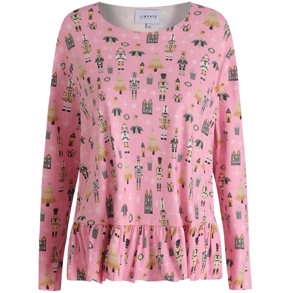 ALMA LS FRILL T-SHIRT NUTCRACKER BUBBLEGUM