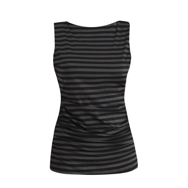 ALMA TURN TOP DARK GREY BLACK STRIPE