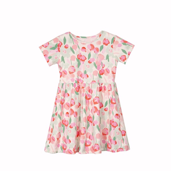 ALMA SS BABYDOLL DRESS (KIDS) MINT PINK FLOWER