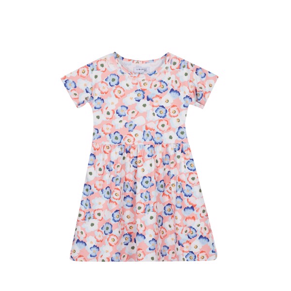 ALMA SS BABYDOLL DRESS (KIDS) PEACHY BLUE FLOWER