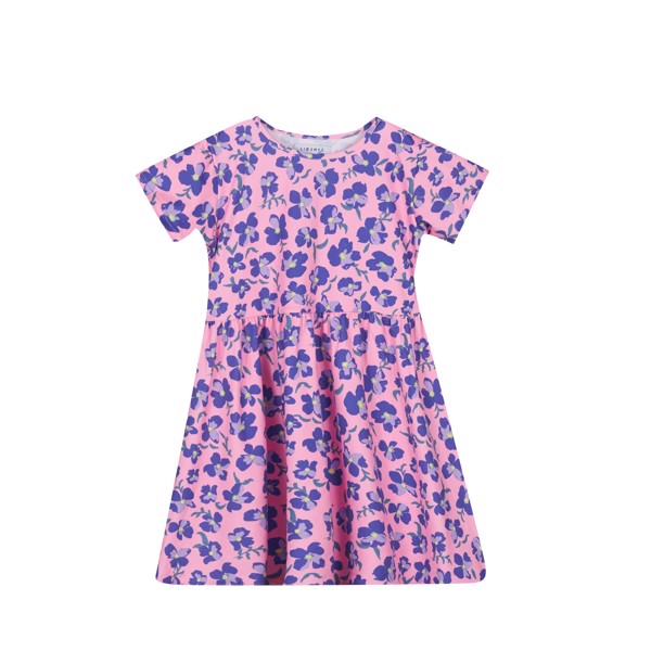 ALMA SS BABYDOLL DRESS (KIDS) PINK PURPLE FLOWER