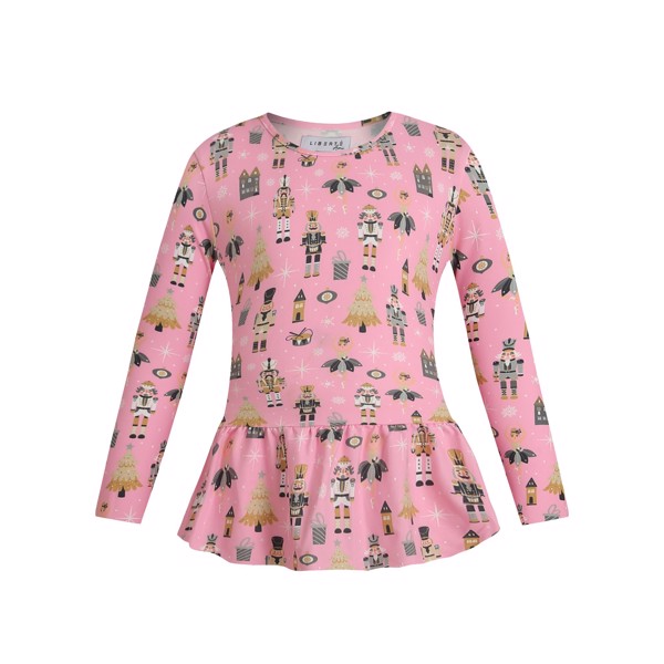 ALMA LS FRILL TSHIRT (KIDS) NUTCRACKER BUBBLEGUM