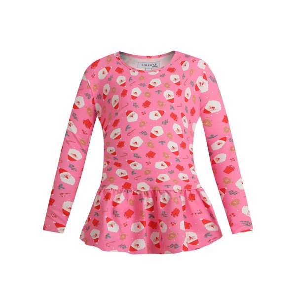 ALMA LS FRILL TSHIRT (KIDS) SANTA PINK