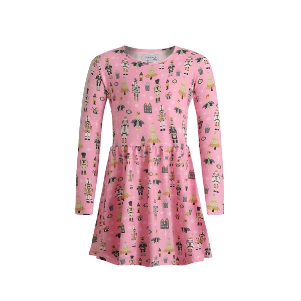 ALMA LS BABYDOLL DRESS (KIDS) NUTCRACKER BUBBLEGUM