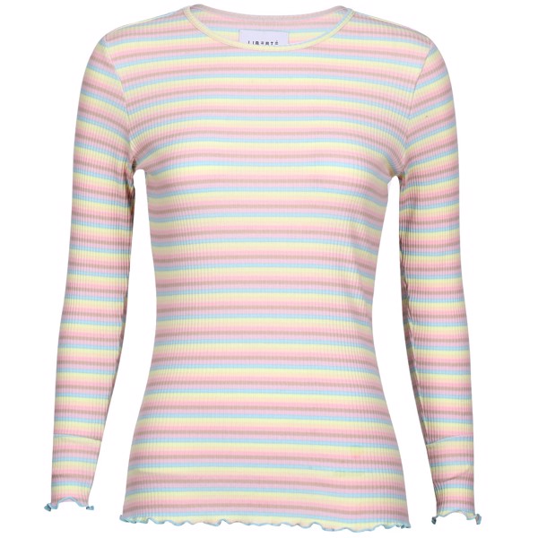 NATALIA LS ROUND NECK BLOUSE DUSTY MULTICOLOR STRIPE