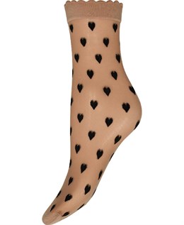 Heart Sock 20 denier Nude Black