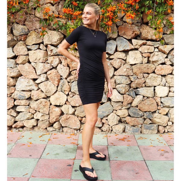 ALMA SS TURN DRESS BLACK