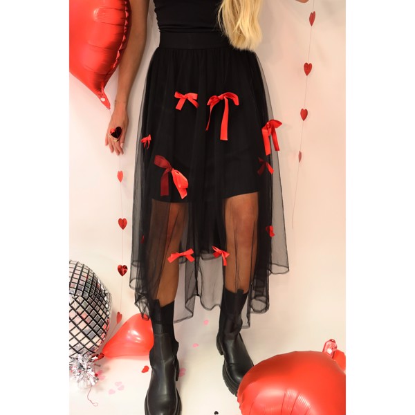 TULLE BOW SKIRT BLACK RED BOW