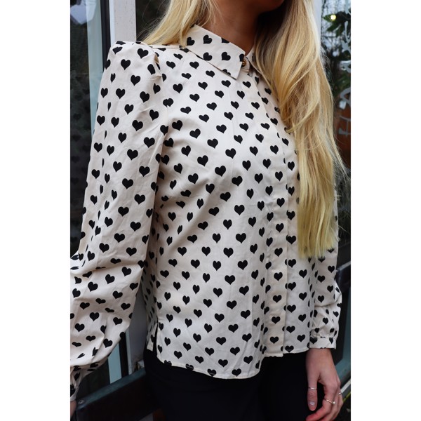 FLORA LS BLOUSE - CREME BOW