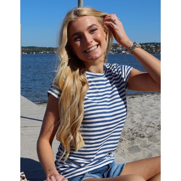 ULLA STRIPE TSHIRT NAVY WHITE STRIPE