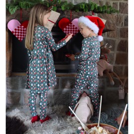 ALMA LS BABYDOLL DRESS (KIDS) CHRISTMAS TIME GREEN X-MAS23