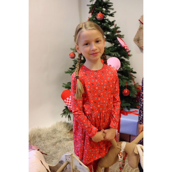 ALMA LS BABYDOLL DRESS (KIDS) CANDYCANE RED