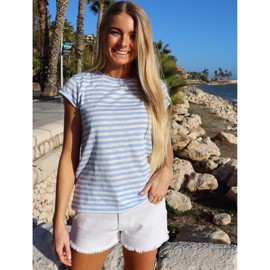 ULLA STRIPE TSHIRT LIGHT BLUE WHITE STRIPE