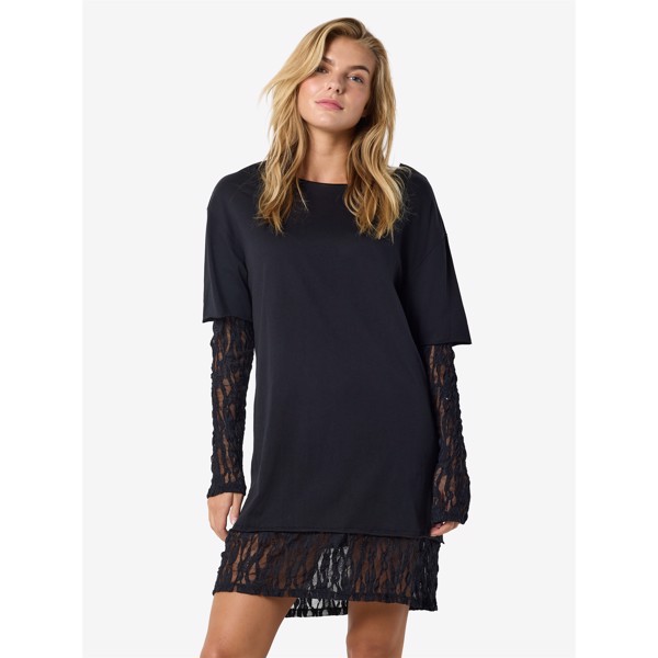 NMJACKIE L/S O-NECK LACE INSERT DRESS