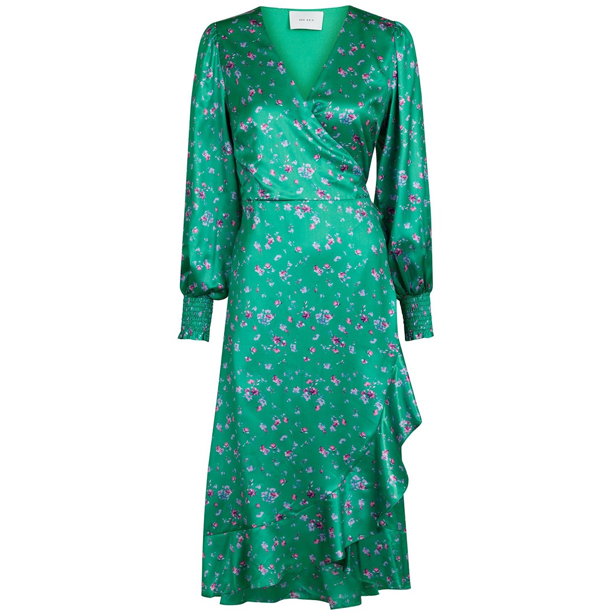 Kortfattet lave et eksperiment galning Neo Noir - Eva Floral Satin Dress Green