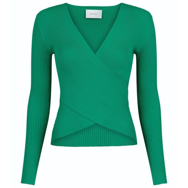 Italy Solid Knit Blouse Green