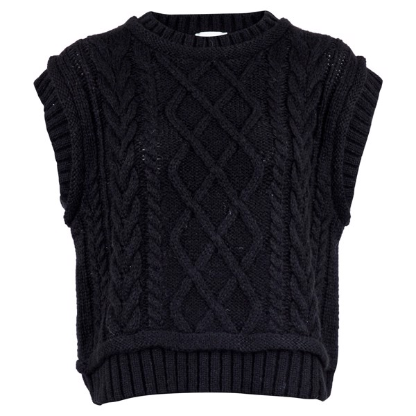 Malley Cable Knit Waistcoat Black