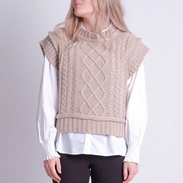 Malley Cable Knit Waistcoat Camel