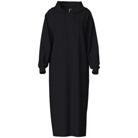 PCCHILLI LS HOODIE MIDI DRESS BLACK