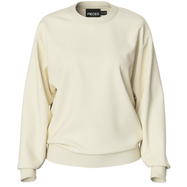 PCCHILLI LS OVERSIZED SWEAT NOOS WHITE PEPPER 