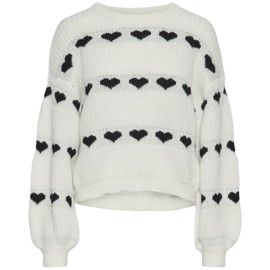 PCNOVE LS O-NECK HEART KNIT