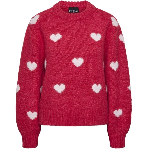 PCRINA LS O-NECK HEART KNIT