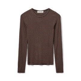 T-shirt Long Sleeve SNOS433 Light Brown Black Striped