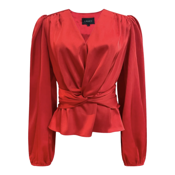 TIKI LS TWIST BLOUSE RED