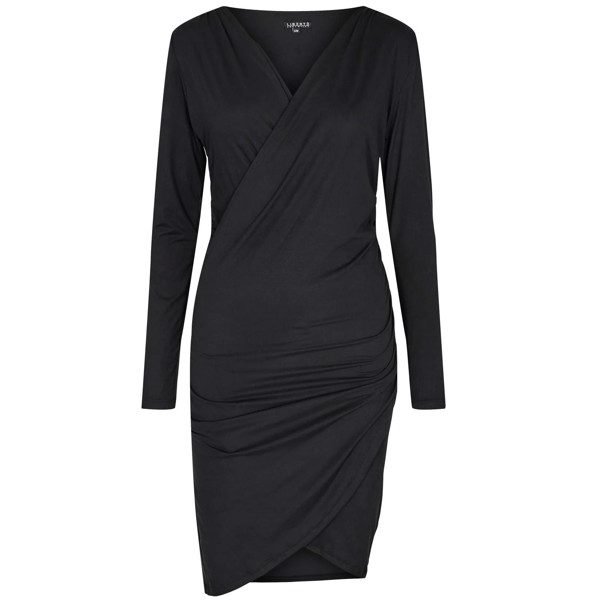 ALMA LS WRAP DRESS BLACK