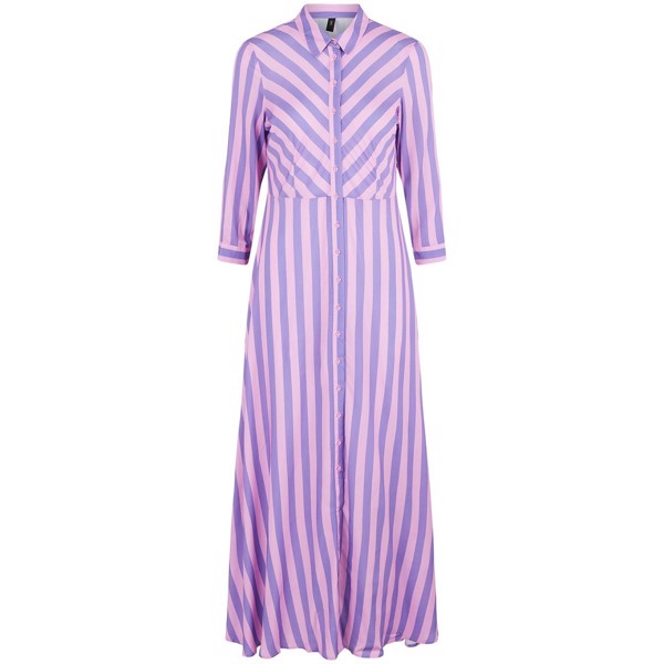 YASSAVANNA LONG SHIRT DRESS ORCHID ASTER PURPLE STRIPES