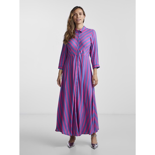 YASSAVANNA LONG SHIRT DRESS FUCHSIA FEDORA BLUE LOLITE