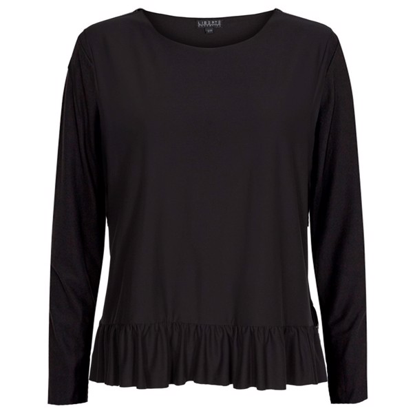 ALMA LS FRILL T-SHIRT BLACK