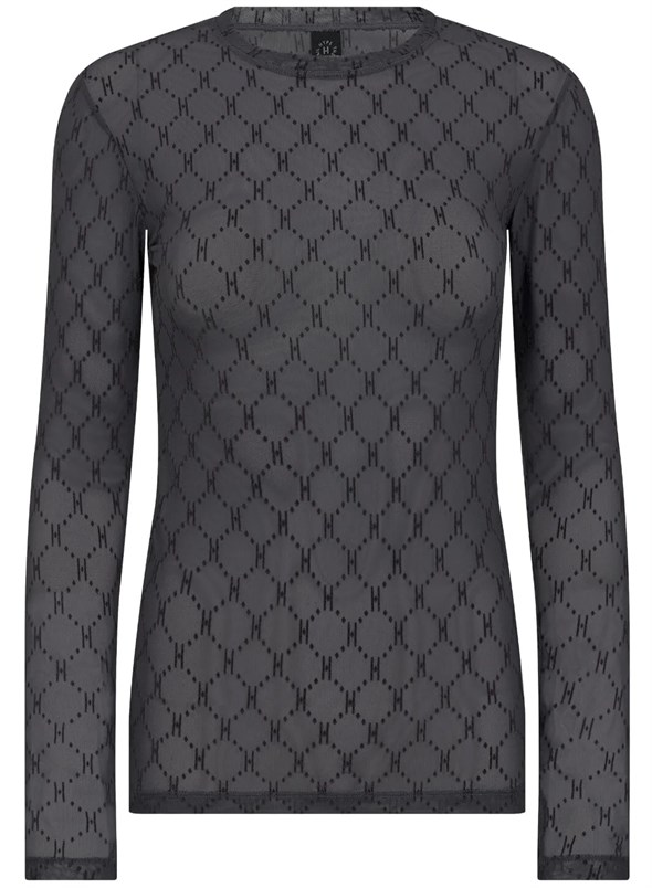 Logo Mesh Blouse Grey