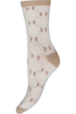 Sock W/Lurex White Gold