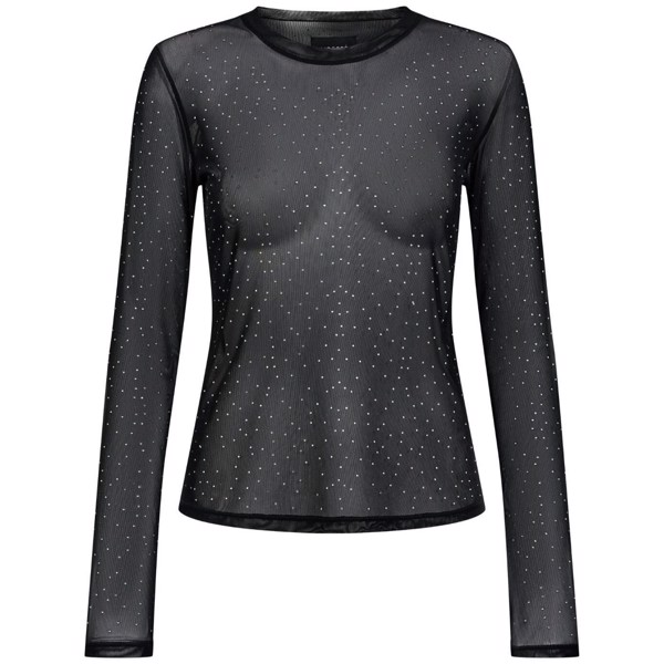 MESH LS SPARKLE TSHIRT BLACK DIAMOND DOT