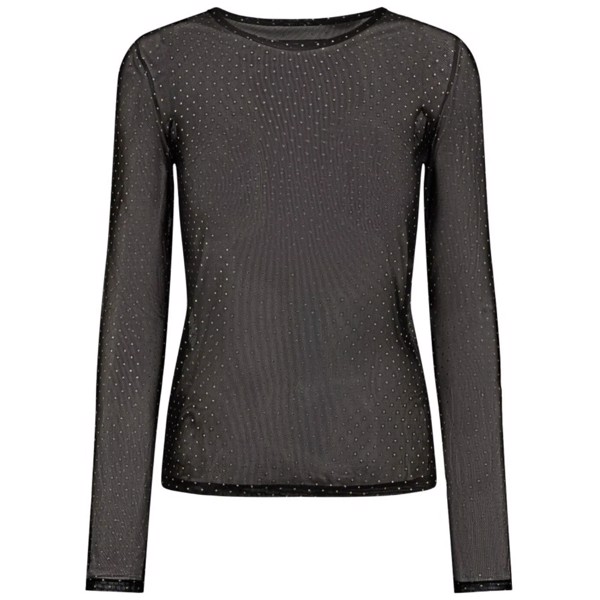 MESH LS SPARKLE TSHIRT BLACK GOLD DOT