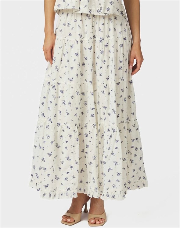Asta Small Blossom Skirt - White Blue