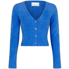 Candice Furry Knit Cardigan Blue